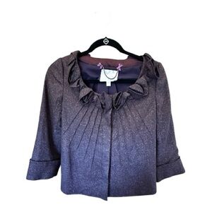 Rebecca Taylor Purple Cropped Jacket Blazer Size 4 Rosette